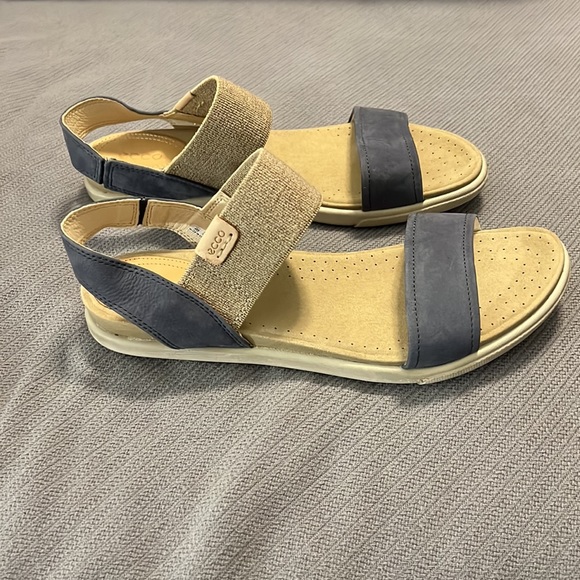 Ecco blue leather sandals with straps size 41/10 comfortable wide strap - Picture 11 of 11
